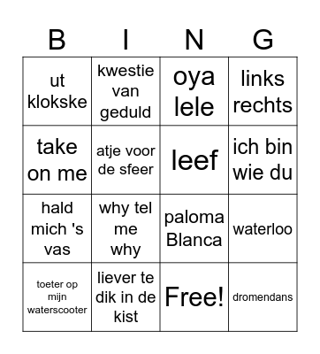 foute party Bingo Card