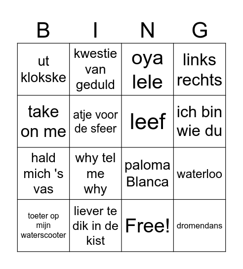 foute party Bingo Card