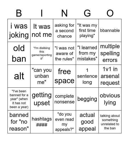 Whimsical Ban appeals bingo! Bingo Card