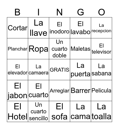 El Hotel Bingo Card