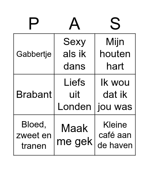 Muziek-Buurt-Bingo Card