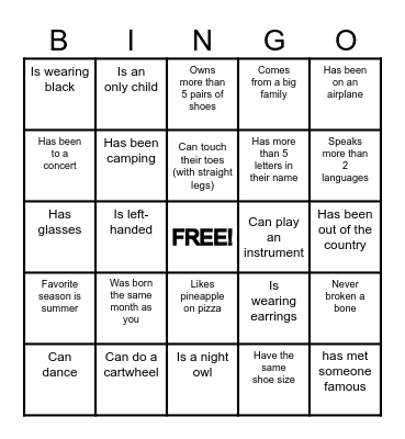 FIND SOMEONE WHO... Bingo Card