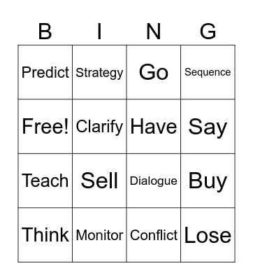 Vocabulary #1 Bingo Card