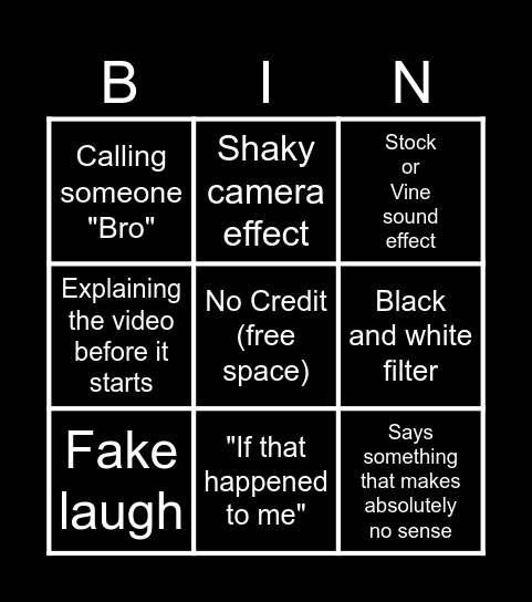 Sssniperwolf Bingo Card