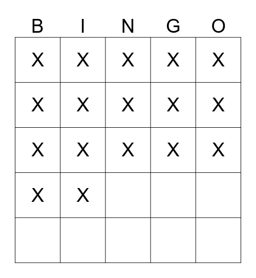 MNF Winning Pattern $10 #1 Bingo Card