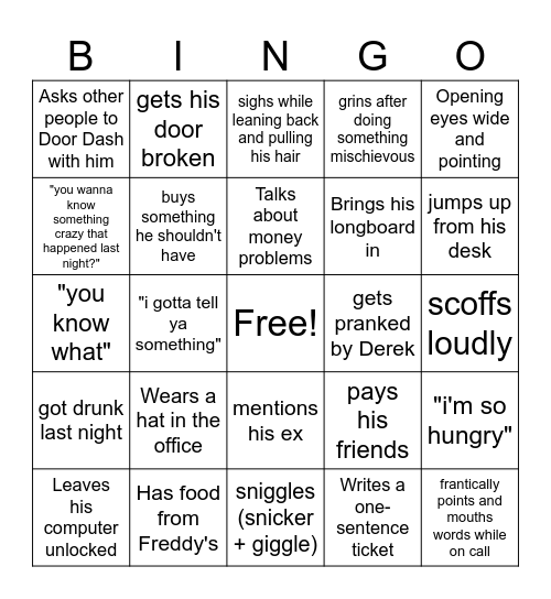 Parr Bingo Card