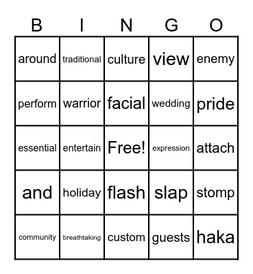 2-A, 2-B Bingo Card