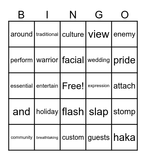 2-A, 2-B Bingo Card