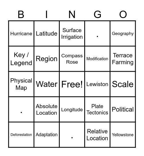 Geography Bingo Card