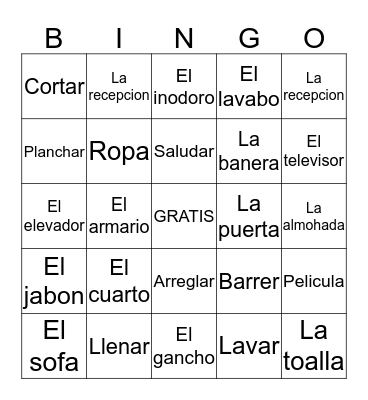 El Hotel Bingo Card