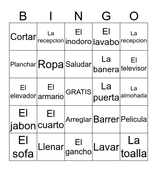 El Hotel Bingo Card