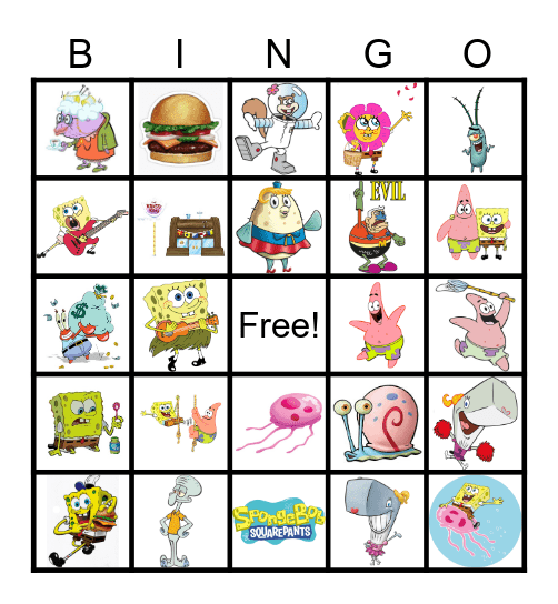 Spongebob Bingo Card