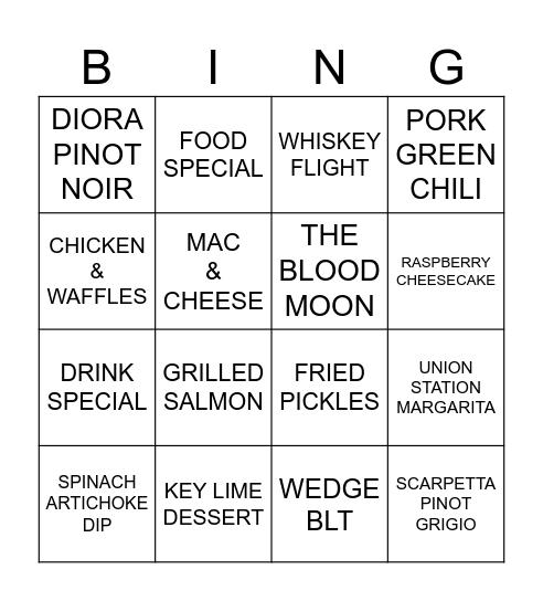 Wynkoop BINGO Card