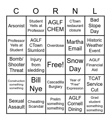 2023-2024 CORNELL BINGO SHEET Bingo Card