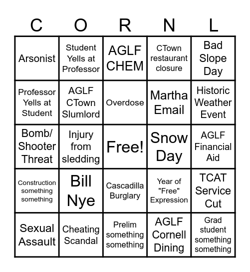 2023-2024 CORNELL BINGO SHEET Bingo Card