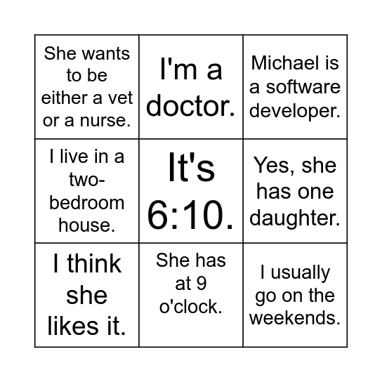 Essentials 2 Bingo Card