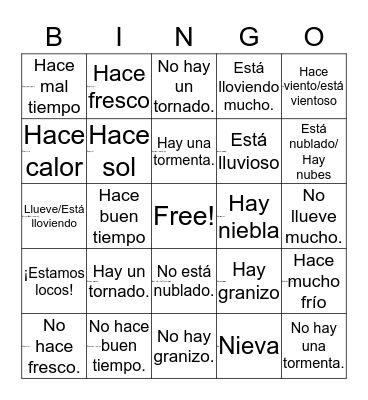 El tiempo Bingo Card