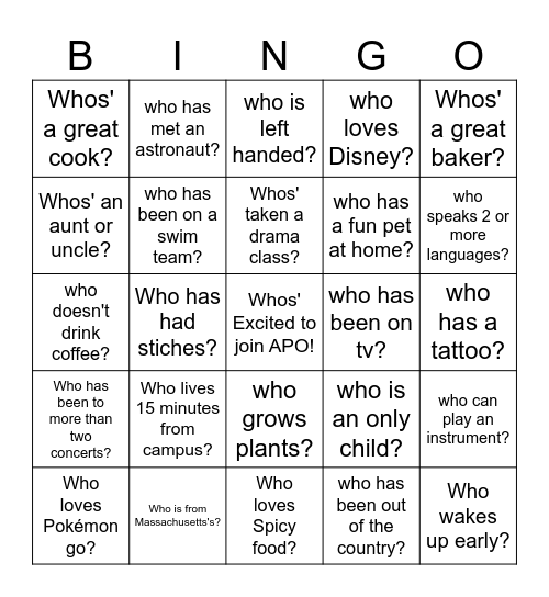 Brother Bingo Card