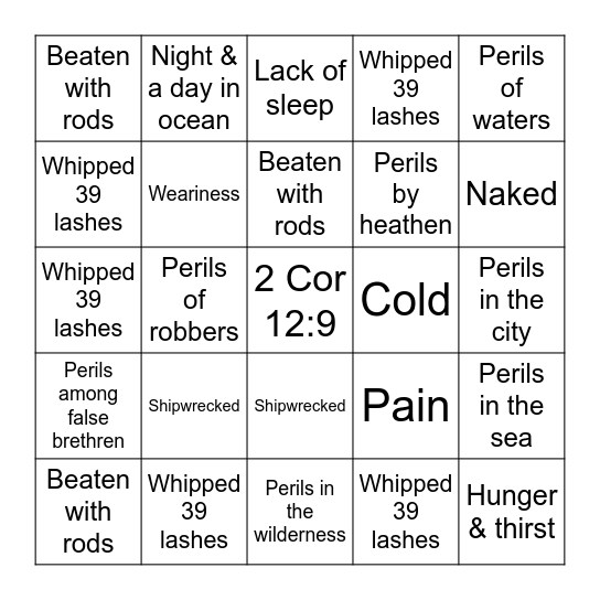 Trials of Paul Bingo Card