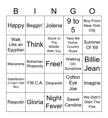 Musical Bing Bingo Card