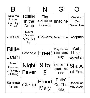Musical Bing Bingo Card