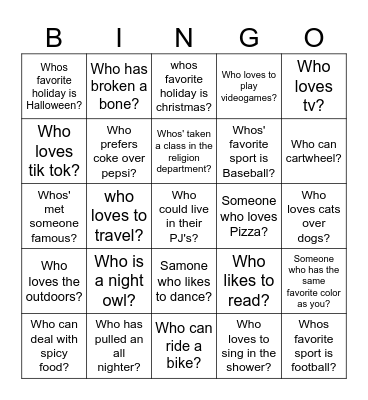 Brother Bingo Card