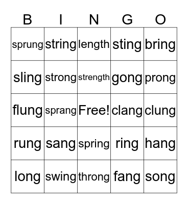 Phonograms Bingo Card