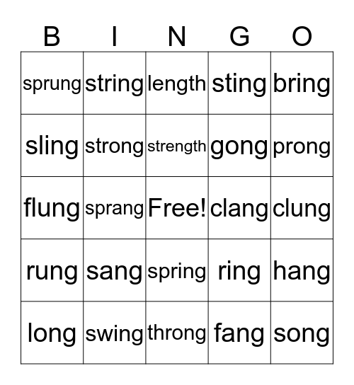 Phonograms Bingo Card