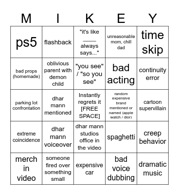 Dhar Mann Bingo v4 Bingo Card