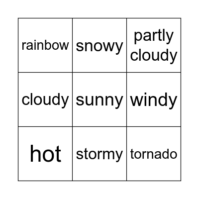 Weather Bingo Card