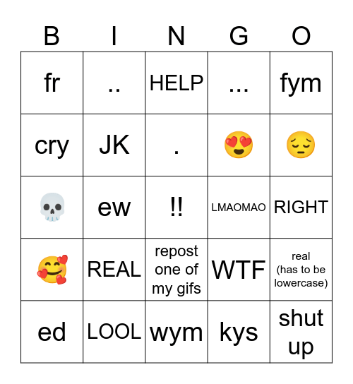 BASIC WHITE GIRL BINGO Card