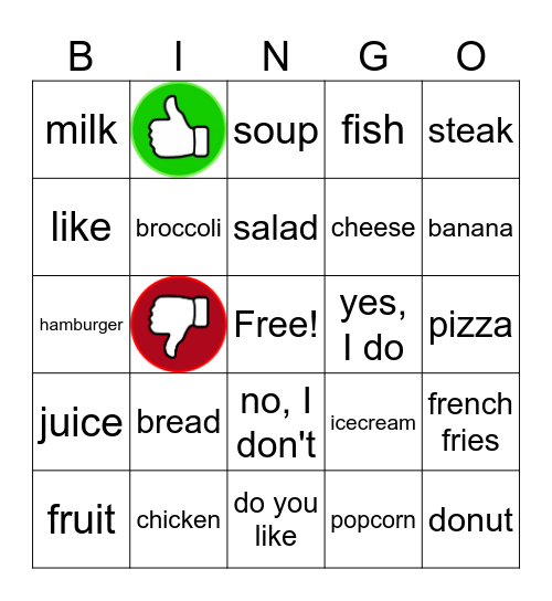 Do you like ______? Bingo Card