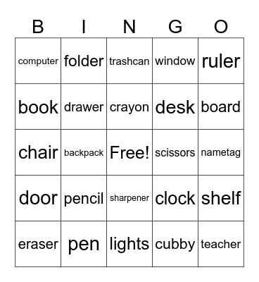 Welcome To School Bingo Card