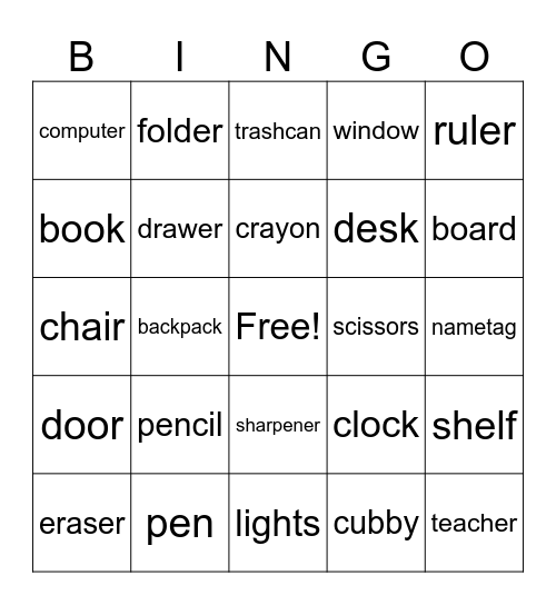 Welcome To School Bingo Card