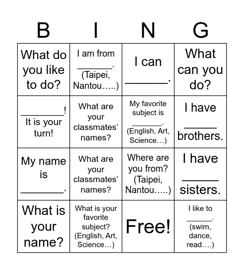 Untitled Bingo Card