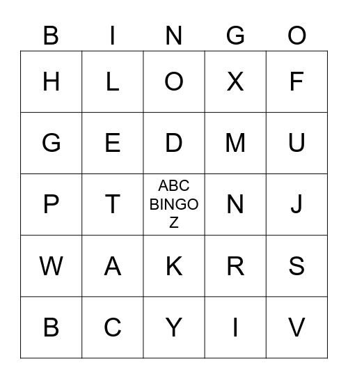 ABC BINGO Card