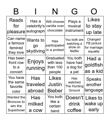 Team Bingo Card