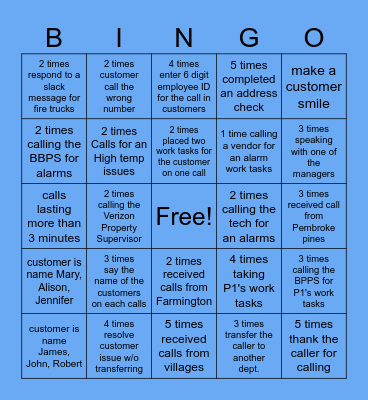 CSW -Team Services Bingo Card