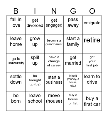 Life Bingo Card