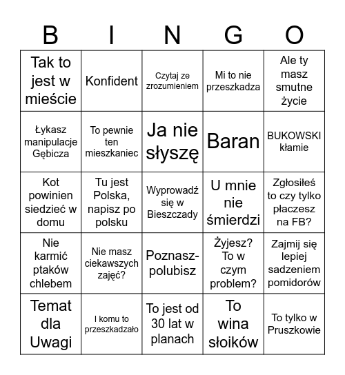 Pruszkowskie Bingo Card