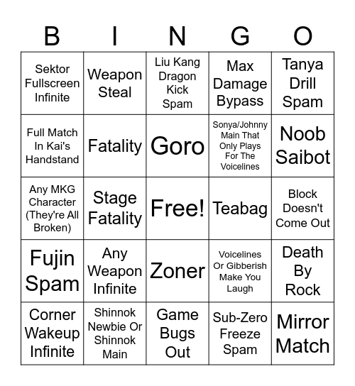 MKG Bingo Card