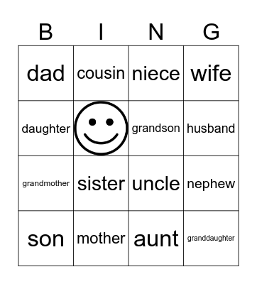 Family Bingo Card