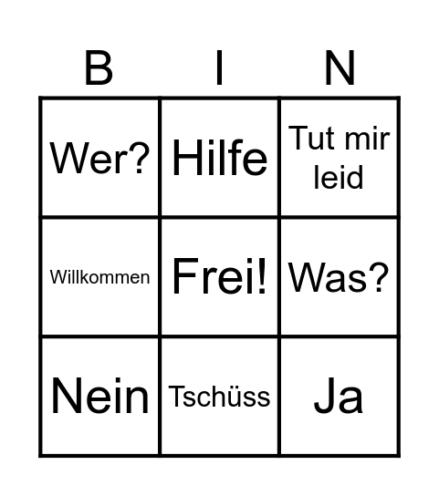 B I N G O Bingo Card