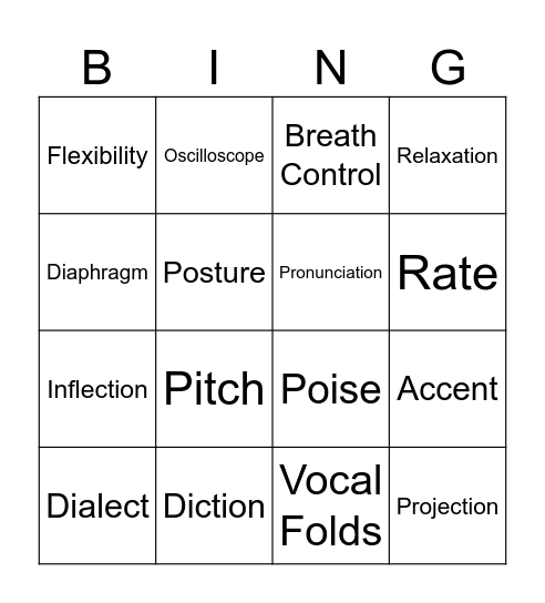 The Actor's Voice Bingo Card