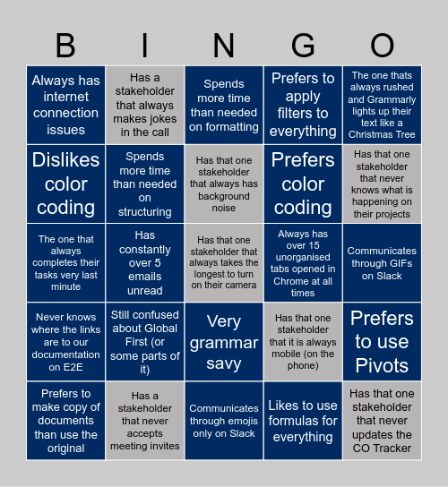 GDX PMO - E2E BINGOOO!!! Bingo Card