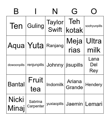 Xiao Xiao Bingo Card