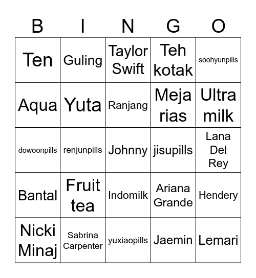 Xiao Xiao Bingo Card