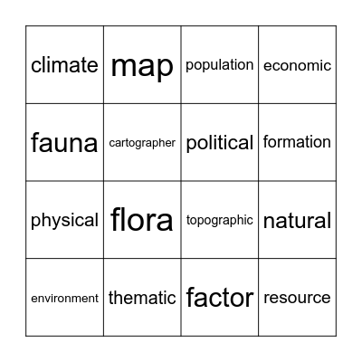 Geography Bingo Card