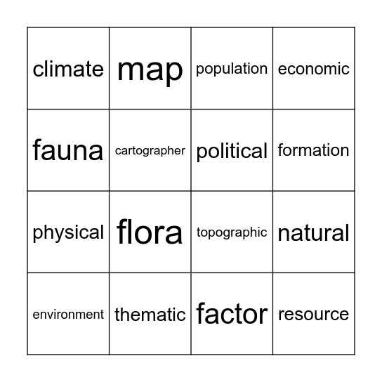 Geography Bingo Card