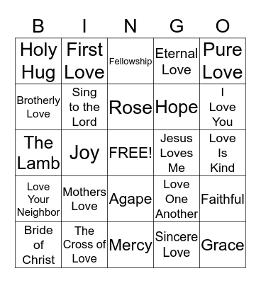 Jesus Loves Me Bingo Card